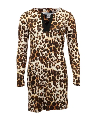 Diane Von Furstenberg Leopard Print Dress In Brown Silk