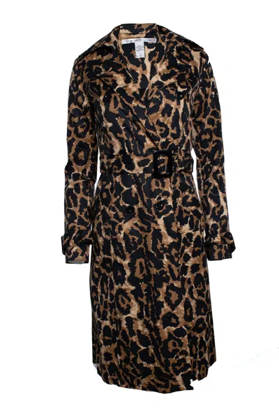 Diane Von Furstenberg , Leopard Printed Trench Coat In Brown