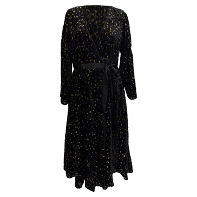 Diane Von Furstenberg Leopard Textured Midi Dress In Black Viscose