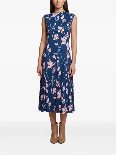 Pre-owned Diane Von Furstenberg Leora Floral-print Midi Dress In Blue