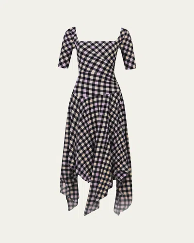 Diane Von Furstenberg Leslie Gingham-print Handkerchief Maxi Dress