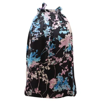 Pre-owned Diane Von Furstenberg Lexi Floral Daze Top In Multicolor Polyester In Black