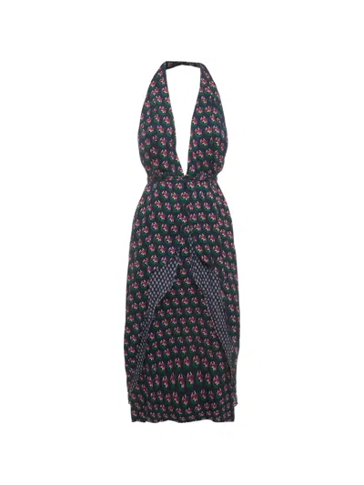 Pre-owned Diane Von Furstenberg Leyland Floral-print A-line Midi Dress In Blue