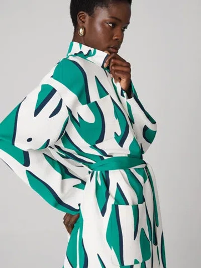 Diane Von Furstenberg Liliane Jacket In Giant Shadow Twigs Green