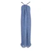 Diane Von Furstenberg Lilita Halter Maxi Dress In Blue Silk In Blue
