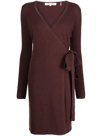 Diane Von Furstenberg Linda Wrap V-neck Minidress In Chestnut Brown