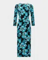 Diane Von Furstenberg Linea Ruched Floral-print Midi Dress In Opera Floral Blk Med/sm