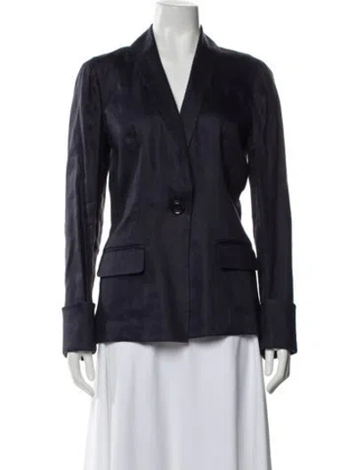 Pre-owned Diane Von Furstenberg Linen Blazer In Blue