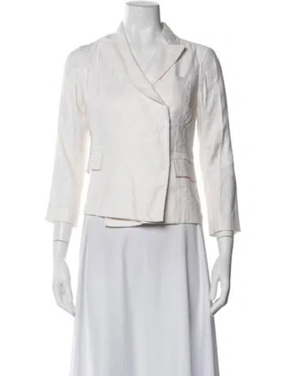Pre-owned Diane Von Furstenberg Linen Blazer In White