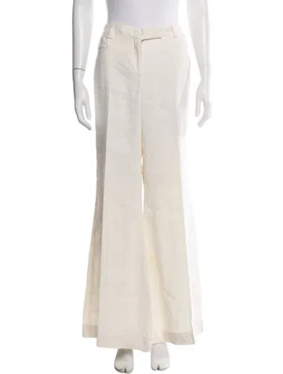 Pre-owned Diane Von Furstenberg Linen Flared Pants In Neutrals