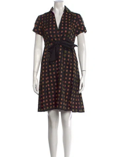 Pre-owned Diane Von Furstenberg Linen Knee-length Dress In Black