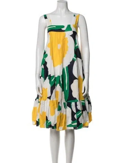 Pre-owned Diane Von Furstenberg Linen Knee-length Dress In Multi
