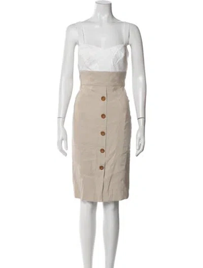 Pre-owned Diane Von Furstenberg Linen Knee-length Dress In Neutrals
