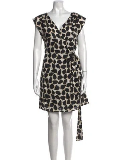 Pre-owned Diane Von Furstenberg Linen Mini Dress In Black