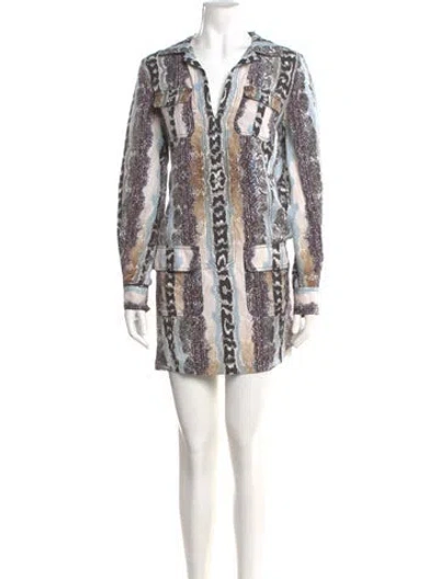 Pre-owned Diane Von Furstenberg Linen Mini Dress In Blue