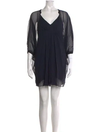 Pre-owned Diane Von Furstenberg Linen Mini Dress In Blue