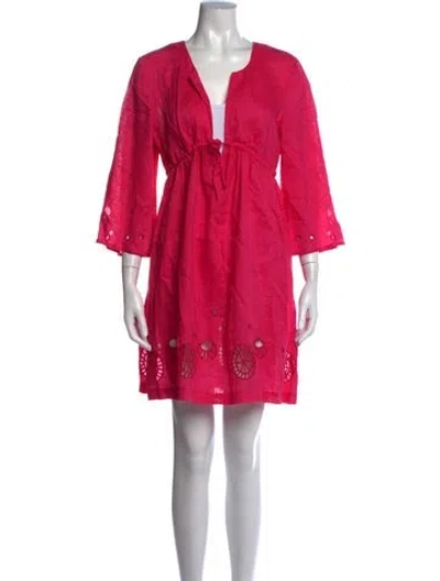 Pre-owned Diane Von Furstenberg Linen Mini Dress In Pink
