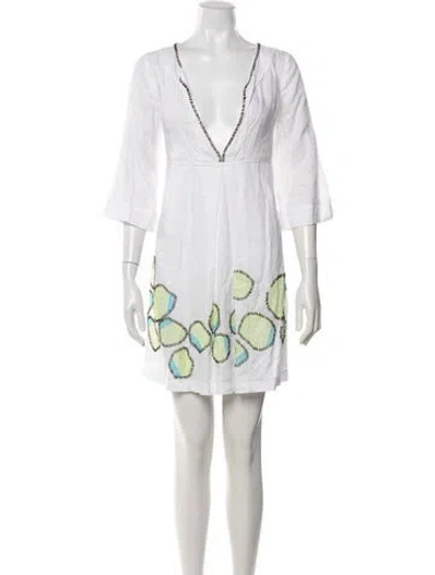 Pre-owned Diane Von Furstenberg Linen Mini Dress In White
