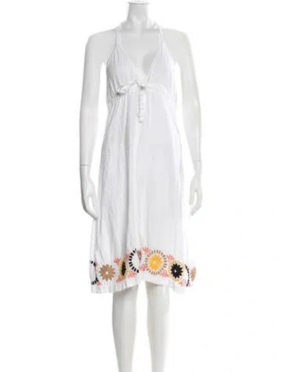 Pre-owned Diane Von Furstenberg Linen Mini Dress In White