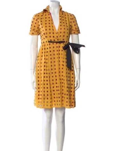 Pre-owned Diane Von Furstenberg Linen Mini Dress In Yellow