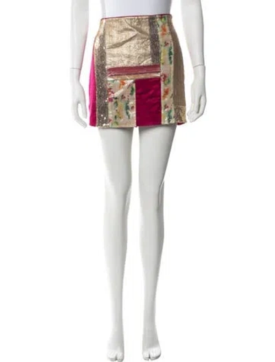 Pre-owned Diane Von Furstenberg Linen Mini Skirt In Pink