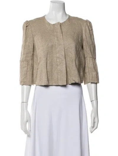 Pre-owned Diane Von Furstenberg Linen Patterned Jacket W/ Tags In Neutral