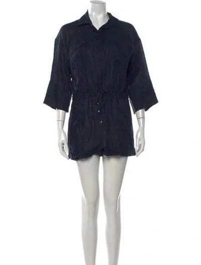 Pre-owned Diane Von Furstenberg Linen Romper In Blue
