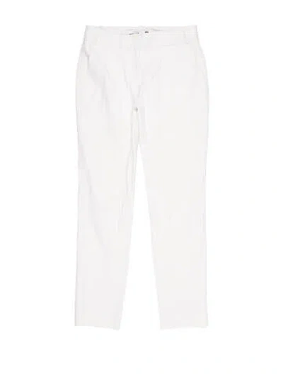 Pre-owned Diane Von Furstenberg Linen Straight Leg Pants In White