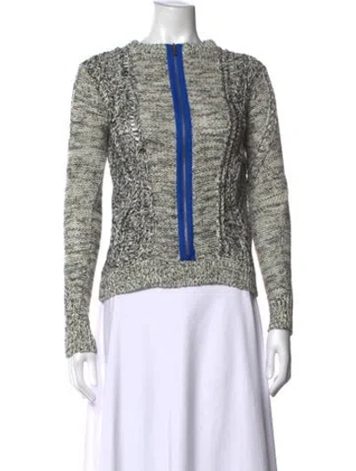 Pre-owned Diane Von Furstenberg Linen Tweed Pattern Sweater In Black