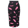 Diane Von Furstenberg Lips Printed Midi Fitted Skirt In Multicolor Polyester In Multi