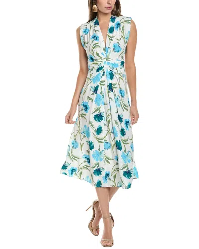 Diane Von Furstenberg Floral-print Twill Dress In Blue