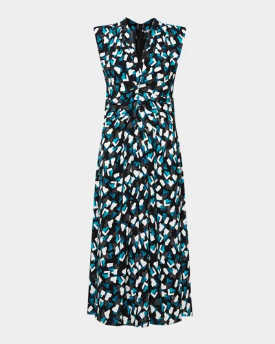 Diane Von Furstenberg Livia Pleated Abstract-print Midi Dress In Pianos
