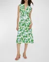 Diane Von Furstenberg Livia Pleated Floral-print Midi Dress In Earth Floral Multi Med Ch