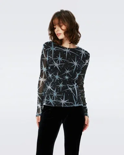 Diane Von Furstenberg Logan Metallic Mesh Top