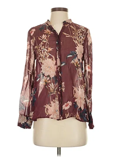 Pre-owned Diane Von Furstenberg Long Sleeve Blouse In Burgundy