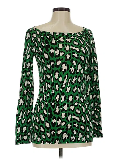 Pre-owned Diane Von Furstenberg Long Sleeve Blouse In Green