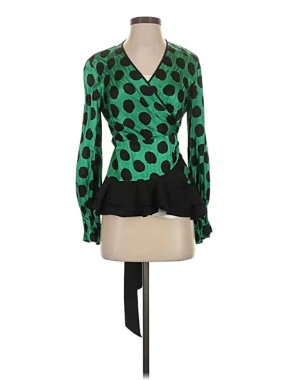 Pre-owned Diane Von Furstenberg Long Sleeve Blouse In Green