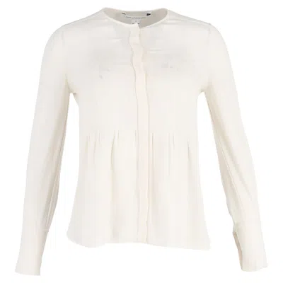 Diane Von Furstenberg Long Sleeve Blouse In White Silk