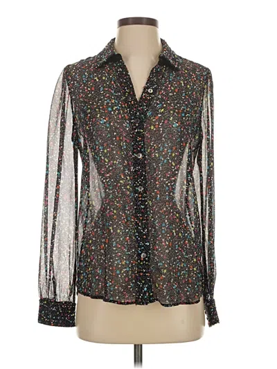 Pre-owned Diane Von Furstenberg Long Sleeve Blouse In Silver