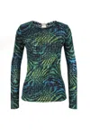 Diane Von Furstenberg Long Sleeve Sweater With Unique Textured Pattern And Comfortable Fit In Green