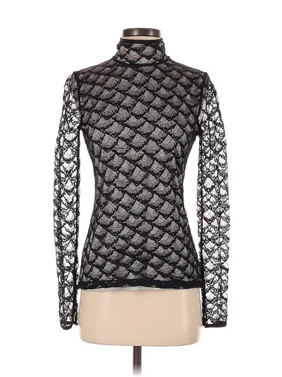 Pre-owned Diane Von Furstenberg Long Sleeve Top Black Turtleneck Tops