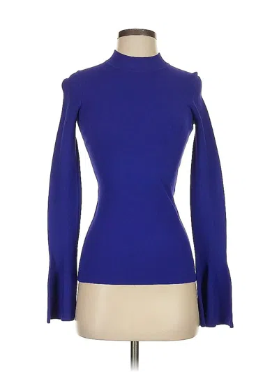 Pre-owned Diane Von Furstenberg Long Sleeve Top Blue Turtleneck Tops