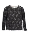 Diane Von Furstenberg Long Sleeve Top In Black Rayon In Black