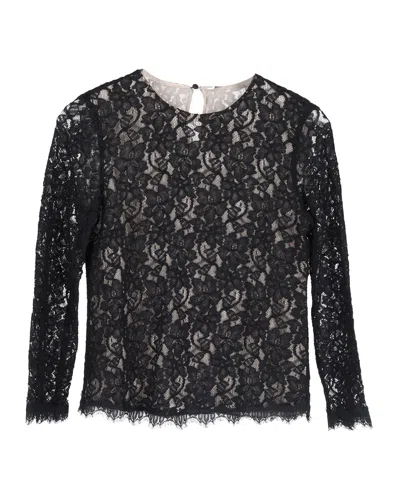 Diane Von Furstenberg Long Sleeve Top In Black Rayon