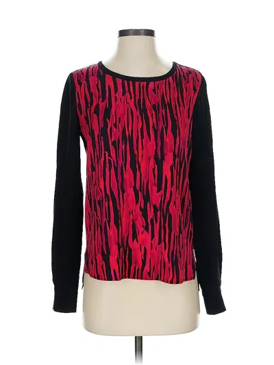 Pre-owned Diane Von Furstenberg Long Sleeve Top Red Crew Neck Tops