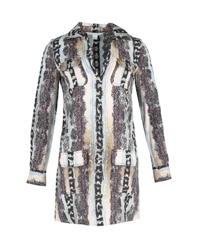 Diane Von Furstenberg Long Sleeve Tunic Dress In Multicolor Silk
