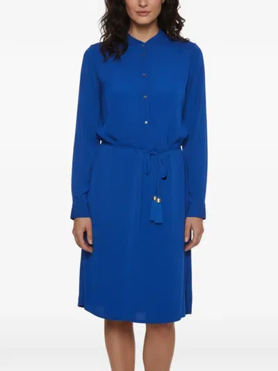 Pre-owned Diane Von Furstenberg Long-sleeve Jersey Midi Dress In Blue