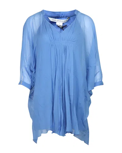 Diane Von Furstenberg Loose Shirt Dress In Blue Silk
