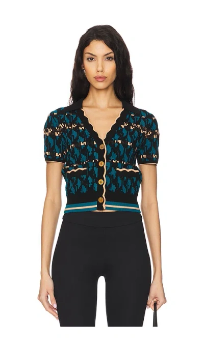 Diane Von Furstenberg Lucine Sweater In Vintage Stripe Teal