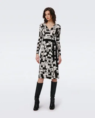 Diane Von Furstenberg Luella Wool Wrap Dress In Dvf 50th Crossword Ivory